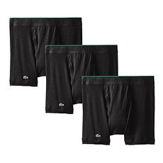【Lacoste】2015男時尚黑色修飾四角內著3件組★預購