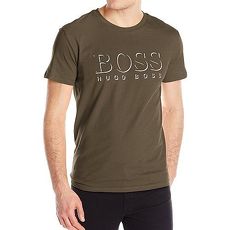 【HUGO BOSS】2016男時尚舒爽大LOGO橄欖色圓領短袖ㄒ恤★預購L