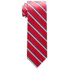 【Tommy Hilfiger】2017男時尚Core紅色系條紋真絲領帶★預購