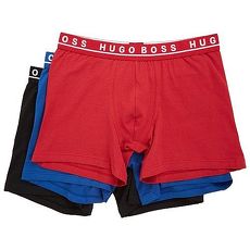 【HUGO BOSS】2017男時尚彈力黑藍紅四角內著混搭3件組★預購L
