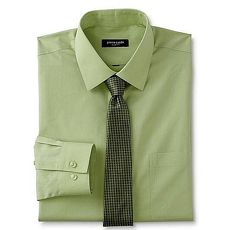 【Pierre Cardin】2018時尚合身剪裁蔥綠襯衫領帶套組★預購領寬16.5(L)