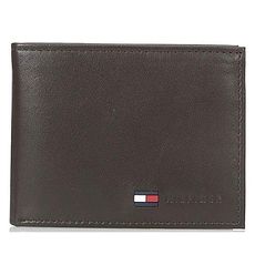 Tommy Hilfiger 2018男經典中間旗幟Logo深棕色皮夾★預購