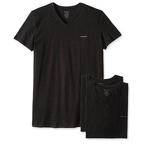 【Diesel】2018男時尚Jake黑色V領短袖內衣3件組(預購)L