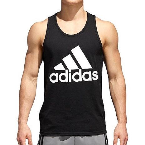 【Adidas】2018男時尚大標誌款黑色圓領背心衫★預購