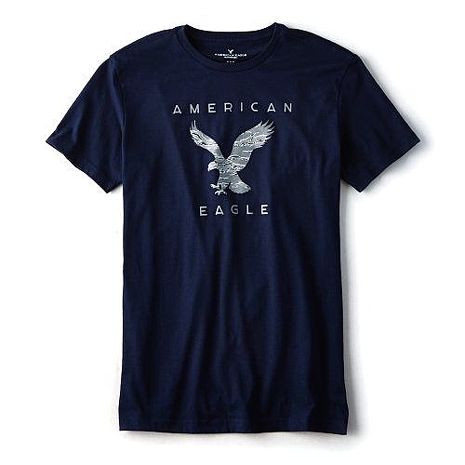【American Eagle】2018男時尚大老鷹標誌款深藍色圓領短袖ㄒ恤★預購L
