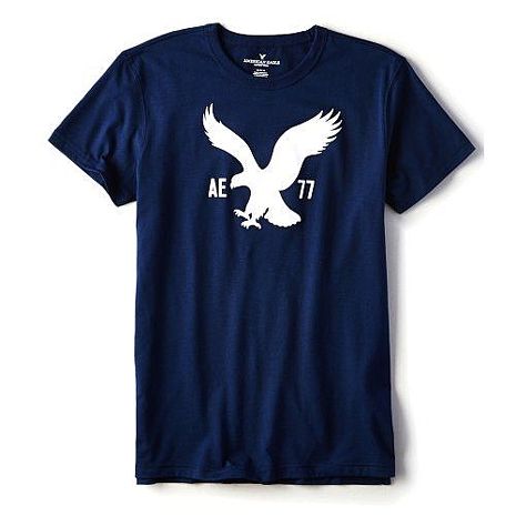 【American Eagle】2018男時尚大老鷹標誌77款深藍色圓領短袖ㄒ恤★預購XXL