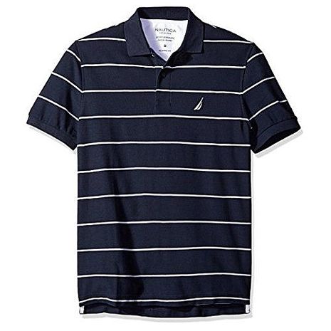 NAUTICA 2018男時尚舒適透氣深藍白條紋短袖POLO★預購