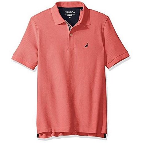 NAUTICA ‧2018男時尚舒適透氣珊瑚色短袖POLO★預購