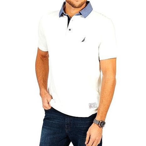 NAUTICA 2018男時尚舒適透氣棉花糖白色短袖POLO★預購