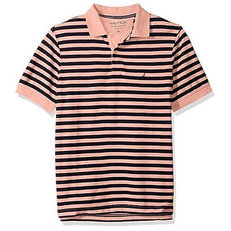 NAUTICA 2018男時尚舒適透氣珊瑚黑條紋短袖POLO★預購