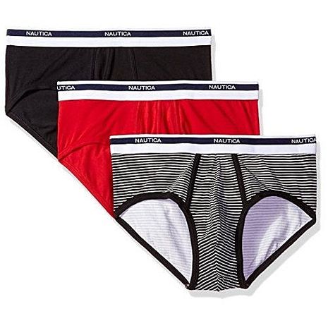 NAUTICA 2018男時尚彈性棉黑條紅色三角內著混搭3件組【預購】XL