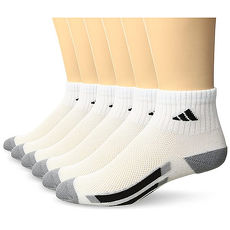 【Adidas】2018學童時尚1/4高白色運動短襪6入組★預購