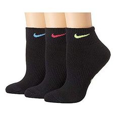 Nike 2018女時尚彩色標誌黑色運動短襪3入組★預購