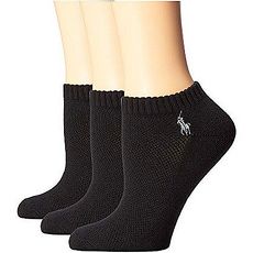 Ralph Lauren 2018女馬球腳踝網格面黑色短襪3入組(預購)