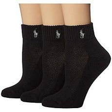 Ralph Lauren 2018女馬球網眼頂部黑色運動短襪3入組(預購)