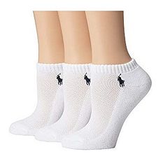 Ralph Lauren 2018女馬球腳踝網格面白色短襪3入組(預購)