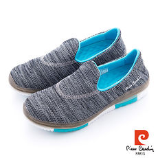 Pierre Cardin(女) - KNIT編織透氣 琴鍵大底直套輕量運動鞋 - 藍裡灰38