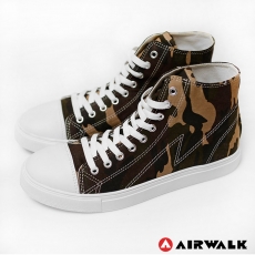 AIRWALK(男) - 青春年代復刻圓頭高筒帆布鞋 - 迷彩咖