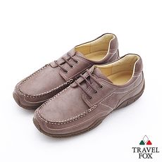 Travel Fox(男)Smart工作狂專屬三眼牛皮休閒鞋 - 淺棕