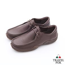 Travel Fox(男)Style小日子極簡雙眼牛皮休閒鞋 - 無憂咖