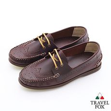 Travel Fox(男)Style英倫情牛津雕花三角楦帆船鞋 - 大學咖