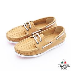 Travel Fox(女)Style夏的編織三角楦雙眼帆船鞋 - 優雅棕
