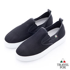 Travel Fox(女)輕快的 網紋透氣直套懶人鞋 - 黑