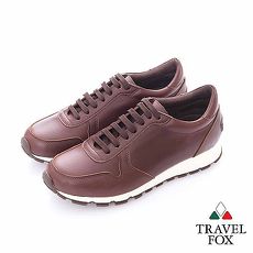 Travel Fox (男)- 光采 全牛皮拋光都會慢跑運動鞋- 咖