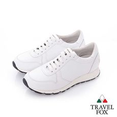 Travel Fox (女) 光采 全牛皮拋光都會慢跑運動鞋- 純白
