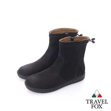 Travel Fox (女) 自在 反毛皮素色短靴-精黑