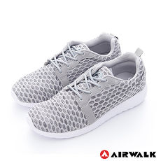 AIRWALK(男)-比麗 蜂巢式格紋洞洞休閒慢跑鞋 - 嗡嗡灰