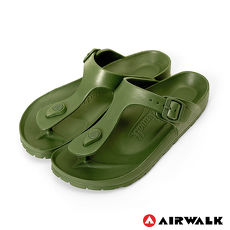 AIRWALK(女) -AB拖 EVA中性T字羅馬夾腳拖鞋-甘藍綠