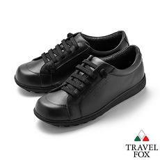 TRAVEL FOX(女) 乖乖的 超軟牛皮免綁帶舒適休閒鞋 - 聽話黑
