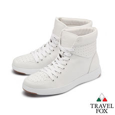 TRAVEL FOX(男) 輕雲系列 高筒超軟牛皮輕量時尚運動鞋 - 純粹白