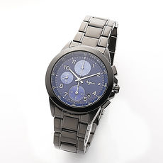 《agnes b.》靛藍夜空 時尚有型三眼計時腕錶-黑x藍/39mm (7T92-0LY0A/BF8329P1)