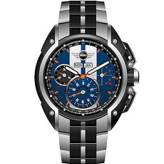 【MINI Swiss Watches】英倫風範運動計時鋼帶腕錶-藍x黑(MINI-02S)-APP限定