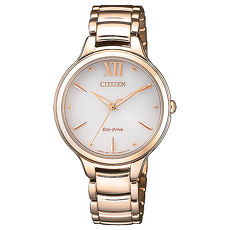 【CITIZEN 星辰】L系列 清新雅致光動能時尚女腕錶-玫瑰金(EM0553-85A)