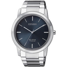【CITIZEN 星辰】GENT Eco-Drive 簡約紳士品味光動能鈦金屬腕錶-深藍(AW2020-82L)