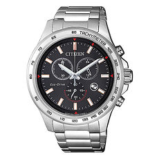 【CITIZEN 星辰】Chronograph 亞洲限定率性沉穩計時腕錶-黑X銀(AT2420-83E)