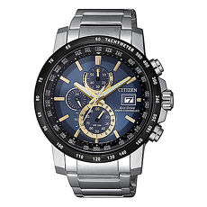 【CITIZEN 星辰】GENT’S 睿智品味電波對時光動能時尚腕錶-藍(AT8124-83M)