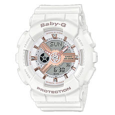 【CASIO 卡西歐】BABY-G 個性甜美雙顯女錶-白X玫瑰金 BA-110RG-7A