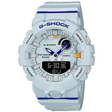 【CASIO 卡西歐】G-SHOCK夏日藍白指針運動錶-GBA-800DG-7A