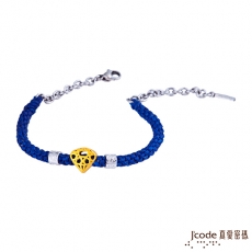J’code真愛密碼 一克拉黃金/純銀手鍊-藍編織蠟繩