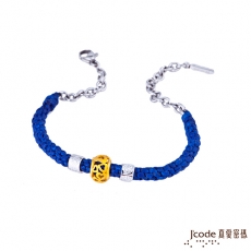 J’code真愛密碼 心滿意足黃金/純銀手鍊-藍編織蠟繩