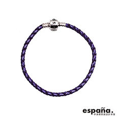 ESPANA伊潘娜 925純銀/皮革手鍊-紫19cm