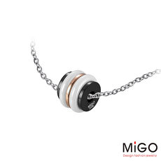 MiGO 閃耀施華洛世奇美鑽/白鋼項鍊(黑)