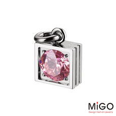 MiGO 星鑽施華洛世奇美鑽/白鋼項鍊(粉)
