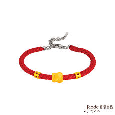 J’code真愛密碼 個性黃金/蠟繩編織女手鍊黑色