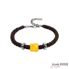 J’code真愛密碼 個性黃金/蠟繩編織男手鍊紅色雙細繩