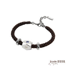 J’code真愛密碼 獨特純銀/蠟繩編織男手鍊粉紅色